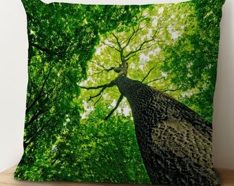 Green Forest Tree Landscape Cushion Cover: Nature Pillow Case