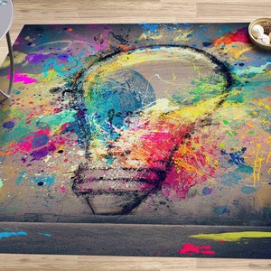 Light Graffiti Rug, Innovation Rug, Creativity Rug, Colorful Graffiti Rug, Modern Rug, Office Rug, 3D Printed Rug, Colorful Rug, Saloon Rug,