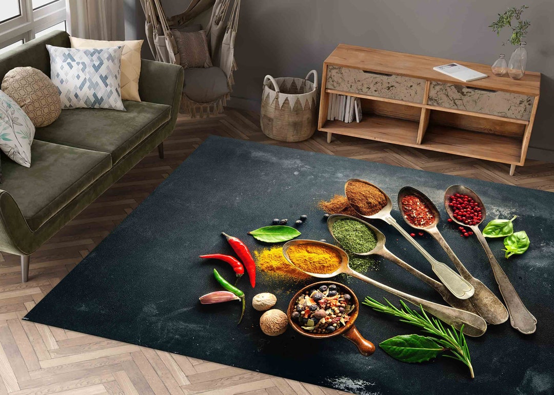 Spice Rug Spices Kitchen Rug: Modern Indian Design, Anti-slip Carpet - Etsy