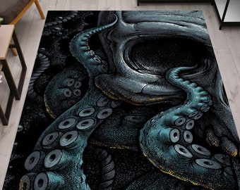 Octopus Rugs, Trendy Rugs, Modern Rug, Animal Rugs, Living Room Rug, Gift Rug, Soft Rug, Gift For Her, Personalized Rug, Corridor Rug,