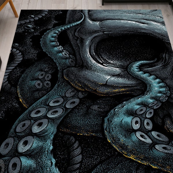 Octopus Rugs, Trendy Rugs, Modern Rug, Animal Rugs, Living Room Rug, Gift Rug, Soft Rug, Gift For Her, Personalized Rug, Corridor Rug,