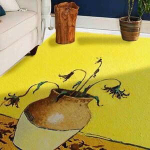 Zerbino, tappeto da appendere alla parete, tappeto da ingresso, tappeto regalo, tappeti con dipinti di girasoli di Banksy, tappeto con fiori astratti, tappeto dipinto, tappeto antiscivolo,