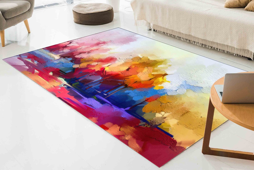 Abstract Colorful Rug: Modern Art, Non-slip Accent Rug - Etsy