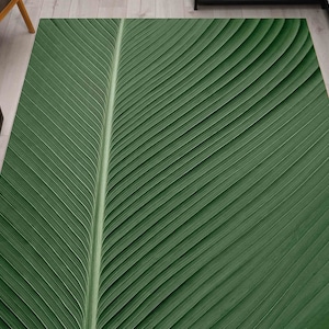 Cool Rug, Gift Rug, Office Decor Rug, Anti-Slip Carpet, Green Leaf Rug, Green Leaves Rug, Floral Rug, Bedroom Rug, Hallway Rug, Entry Rug,