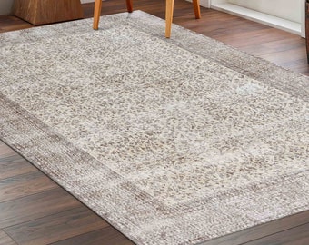 Chenille turkisk matta: Brun anatolisk design, halkfri löpare