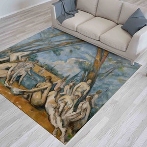 The Large Bathers Rug, Oil Rug, Cezanne Rugs, Reproduction Rug, Office Decor Rug, Living Room Rug, Anti-Slip Carpet, Vintage Design Rug,