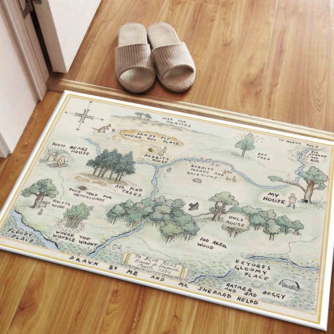 Winnie the Pooh Rug, Movie Map Rugs, Play Room Rug, Kids Rugs, Non Slip ...
