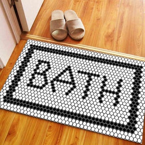 Black and White Chenille Rug: Modern Bathroom Decor image 7
