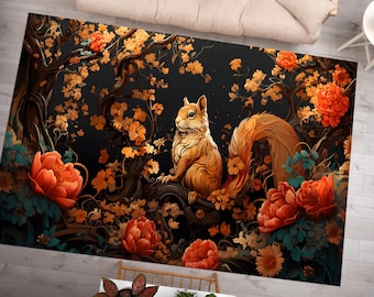 Eichhörnchen-Teppich: Herbstliches Walddekor