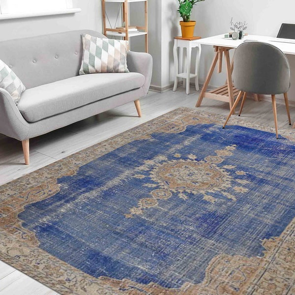 Blue Vintage Rug Etsy