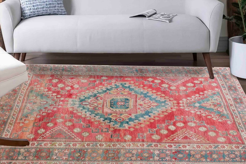Small Rug, Wedding Rug, Salon Decor Rug, Housewarming Gift, Red Rugs, Boho Rug, Car Mat, Salon Decor Rug, Runner Rug, Chenille Rug, image 2