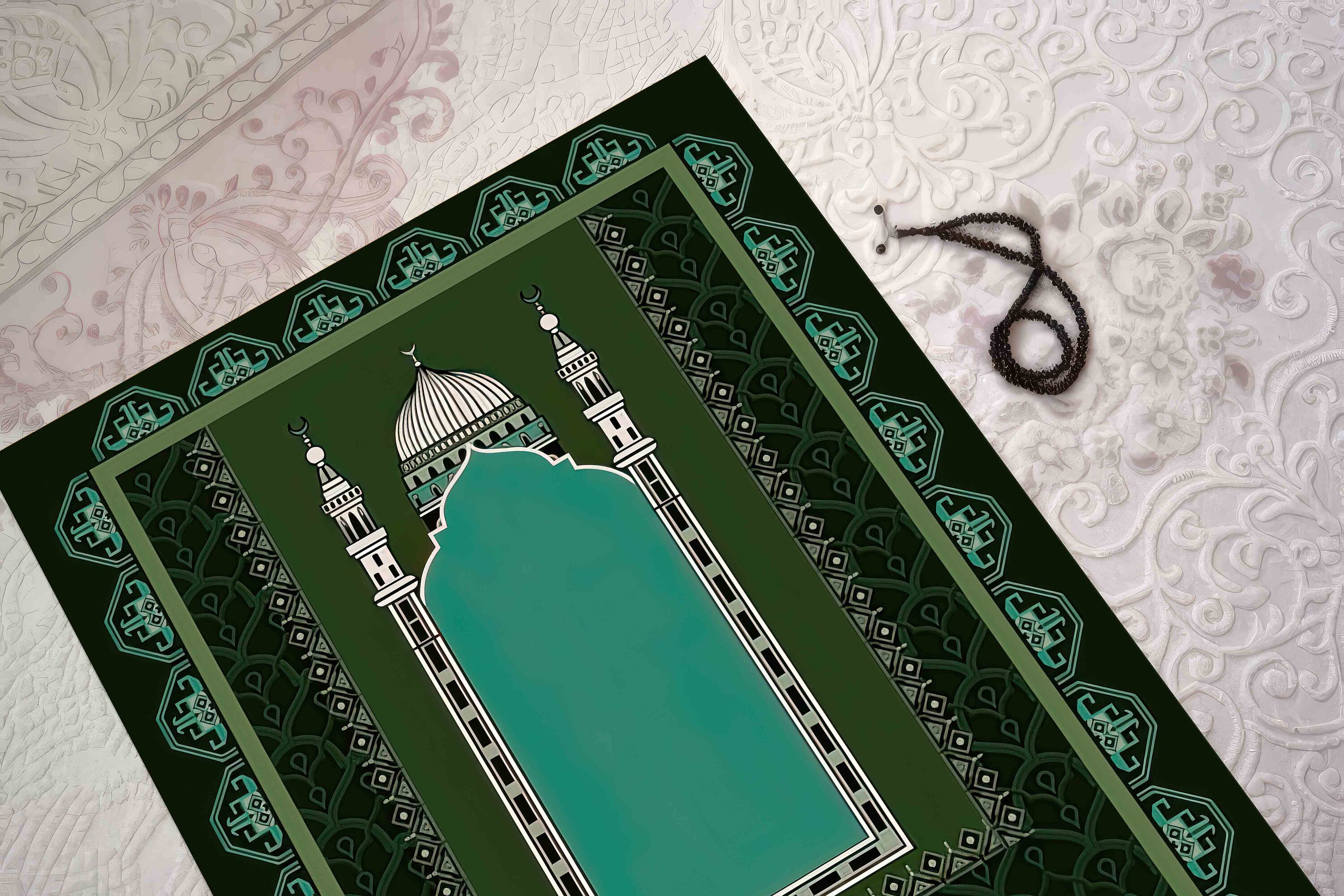 Green Islamic Prayer Rug: Elegant Muslim Home Decor - Etsy