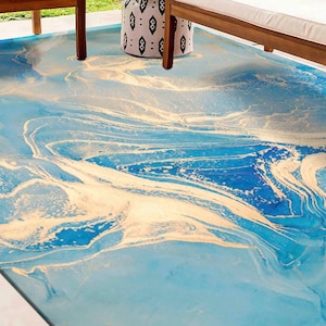 Blauer und goldener Marmorteppich, Luxusmarmorteppiche, Goldmarmorteppiche, moderner Teppich, Autoteppich, beliebter Teppich, Eingangsbereich, Chenilleteppich,