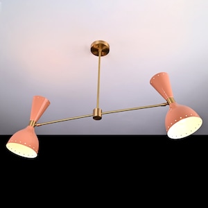 4 Light Diabolo Pendant Mid Century Modern Raw Brass Sputnik Chandelier light Fixture Handcrafted Lamp
