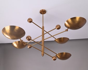 Orbital Brass Chandelier | Mid-Century Modern 5-Light Fixture
