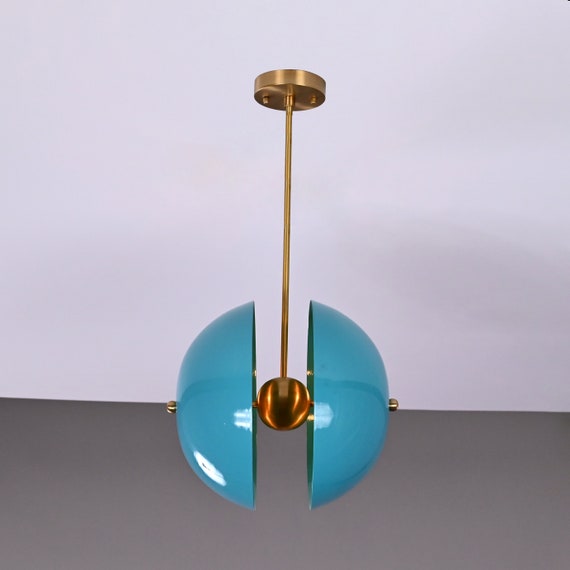 Industrial Brass Pendant Light | Dual Disc Uplight Fixture | Customizable Ceiling Lamp with Indirect Glow | Modern Handmade Lighting