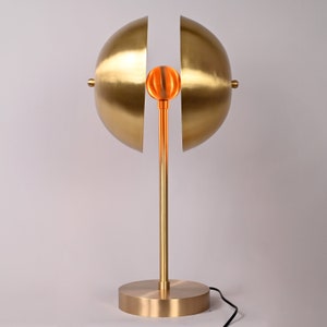 Brass Sunrise Table Lamp Mid Century Drum Modern Desk Light  1950's Desk Lamp for Study, Living Room, Bedroom, Lobby & Office