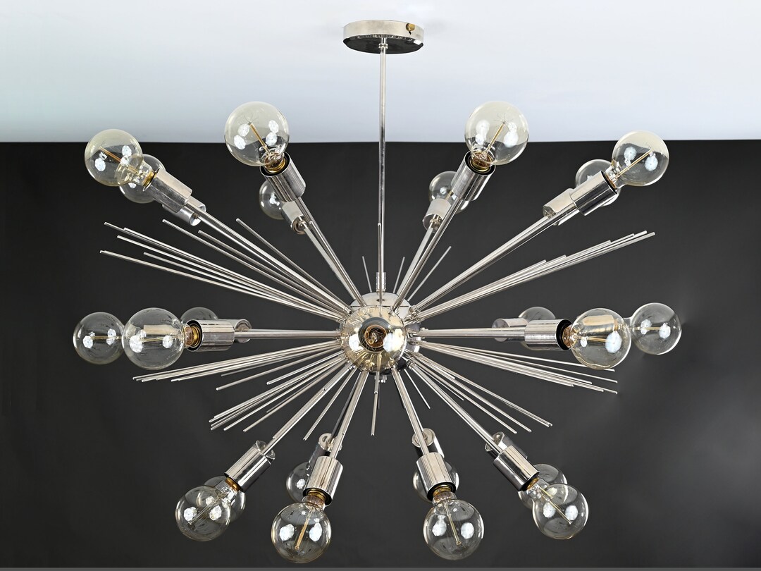 Brass Urchin Chandelier Lamp, Sputnik Ceiling Light, Brass Premium