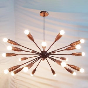 Sputnik Chandelier in Copper Patina , Ceiling Light Lamp, Sputnik Dinning Room Chandelier Mid century lamp, custom lamp 24 arms/lights