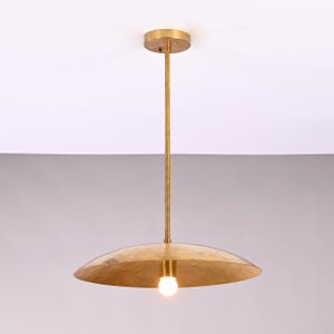 Brass Disc Pendant Light | Minimalist Ceiling Light | Modern Industrial Chandelier | Custom Finish Available | Brass Hanging Lamp