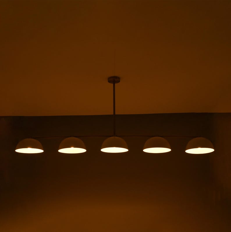Brass Linear 5-light Chandelier: Customizable Dome Pendant Lighting ...