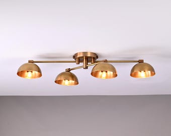 Messing-Kuppel-Unterputz-Kronleuchter | Mid Century Modern Beleuchtung