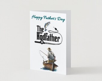 The Rodfather Printable Father's Day Card, Fishing Father Printable Card Digital Download, Godfather Spoof
