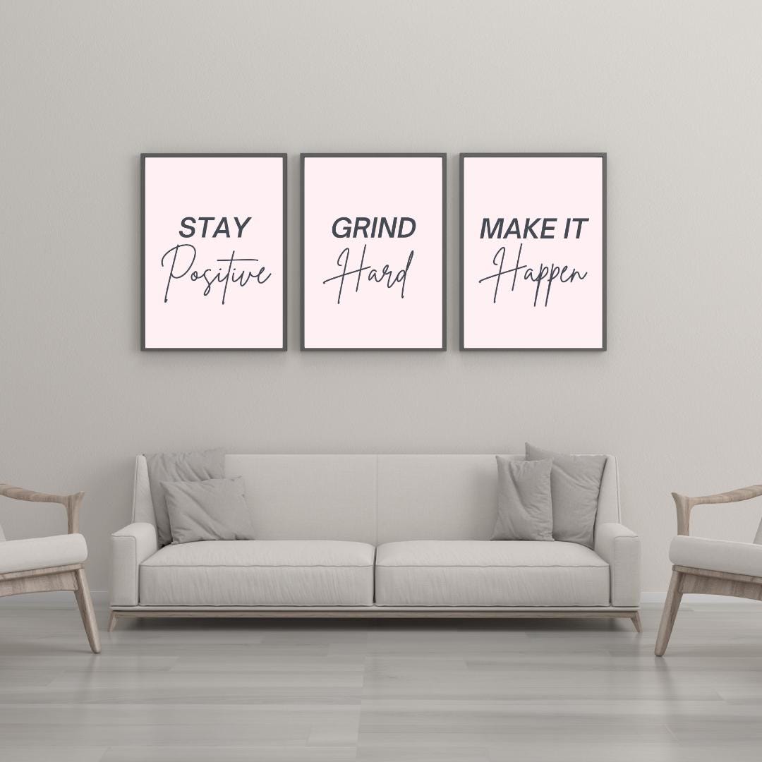Set of 3 Motivational Printable Wall Art Digital Download, Home Office ...