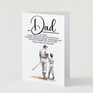 Wydrukowana Karta na Dzień Ojca, Baseball Ojciec i Syn, Definicja Taty, Karta na Dzień Ojca od Syna, Wydrukowana Karta do Pobrania Cyfrowego