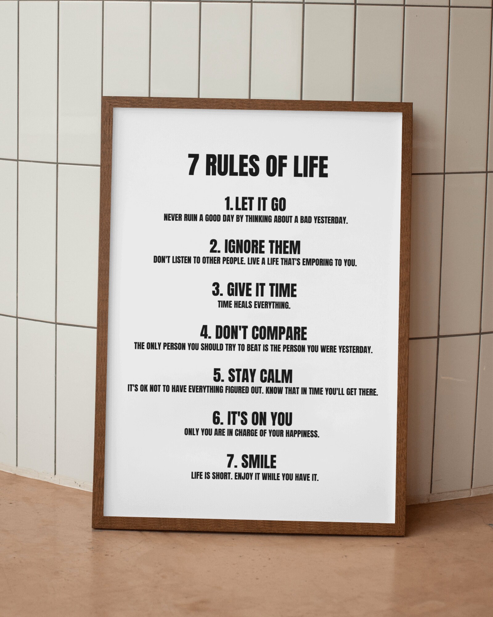 7 Rules of Life Quote Print, Office Wall Art, Business Workplace Decor ...