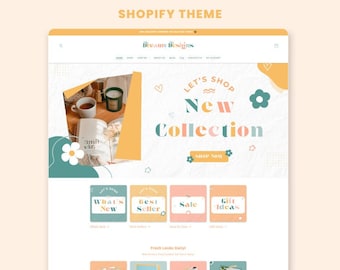 Modello di design per tema Shopify Boutique Dreamy - Canva e modello femminile modificabile