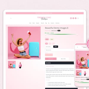 TrendyChic – Shopify-Website-Vorlage für Bekleidung | Rosa Boutique-Website, feminines und niedliches Design | Canva-Vorlagen | Shopify OS 2.0 Bild 7