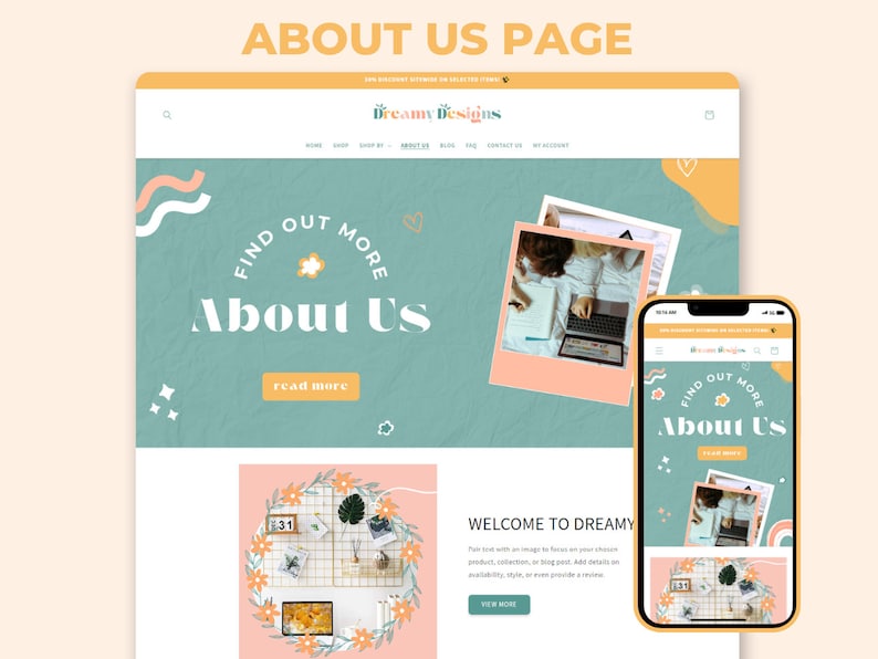 Editable Canva Shopify theme for boutiques, beauty and lifestyle shops