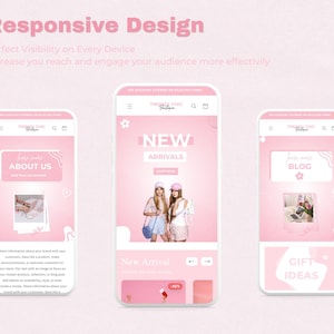 TrendyChic – Shopify-Website-Vorlage für Bekleidung | Rosa Boutique-Website, feminines und niedliches Design | Canva-Vorlagen | Shopify OS 2.0 Bild 3