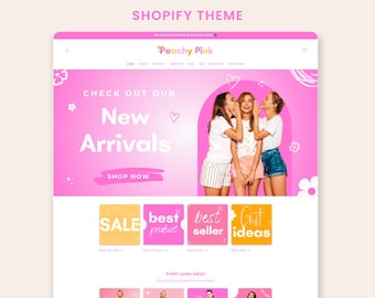 Peachy Pink Boutique Shopify Theme | Feminine Website Template