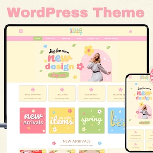 Hello Darling Feminine Elementor WordPress Theme | Coaching Website Template | Responsive Blog Design | Editable Canva Banners