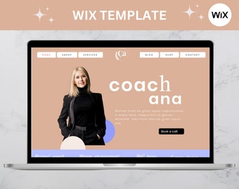 Minimalist Wix Website Template for Coach, Boho Beige Wix Template for Social Media Manager, Luxury Agency Website Template