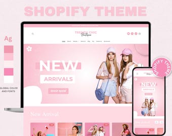 Pink Boutique Shopify Theme for Fashion Store | Feminine Clothing Brand Website | Girly Shopify OS 2.0 with Canva Editable Banner–TrendyChic
