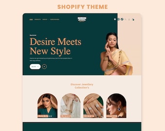 Jewelry Shopify Theme – Minimal White Boutique Template, Beginner Friendly, Canva Editable, Shopify 2.0