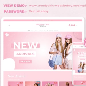 TrendyChic – Shopify-Website-Vorlage für Bekleidung | Rosa Boutique-Website, feminines und niedliches Design | Canva-Vorlagen | Shopify OS 2.0 Bild 9