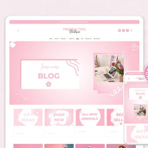 TrendyChic – Shopify-Website-Vorlage für Bekleidung | Rosa Boutique-Website, feminines und niedliches Design | Canva-Vorlagen | Shopify OS 2.0 Bild 6