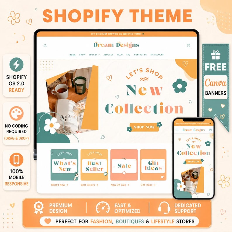 Feminine Boutique Shopify Theme for Fashion Store Website Minimal Clothing Brand Online Store Template Shopify OS 2