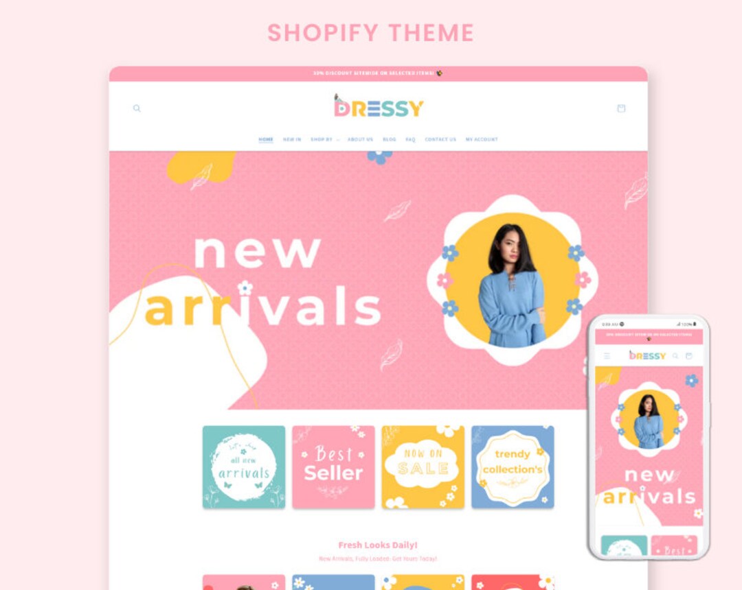 Pink Code Color Schemes Shopify Pink Shopify Theme | Feminine, Minimal Design (editable Canva Templates ...