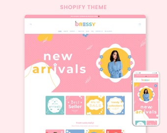 Pastel Rainbow Shopify Theme - Pink 2.0 Website Design Template - Pretty Feminine Boutique