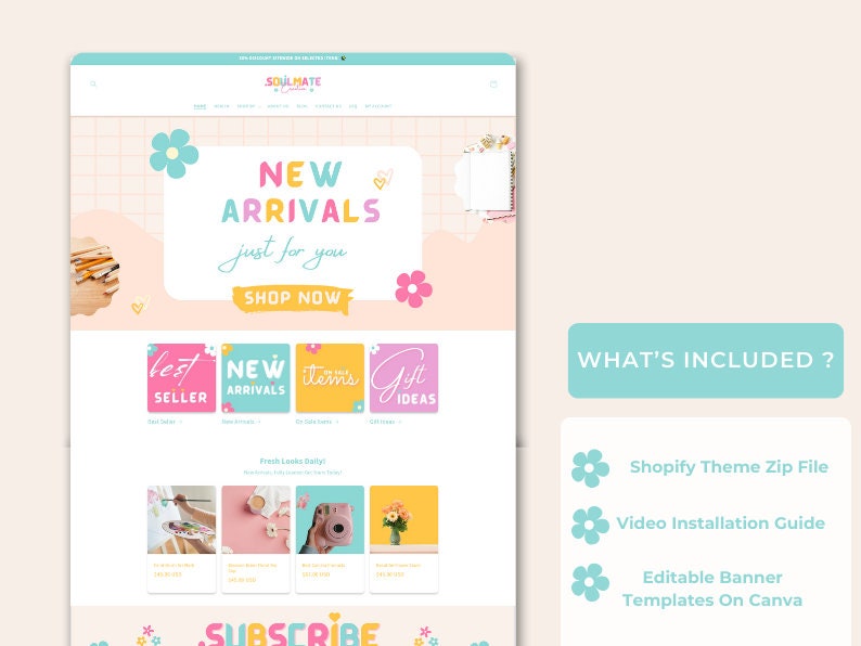 Elegant feminine Shopify website design for small businesses