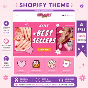 Chic Nails – Website-Vorlage für Nagelstudios | Pinkes Shopify-Theme, Nagelstudio mit künstlichen Fingernägeln & Beauty-Boutique | Canva-Vorlagen | Shopify OS 2.0