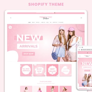 TrendyChic - Boutique Shopify Theme | Pink Shopify Template | Feminine, Minimal & Cute Design | Editable Canva Templates | Shopify OS 2.0