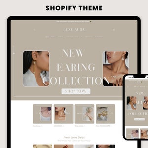 LuxeAura Boutique Theme | Rosa Shopstifte Vorlage | Feminines, minimalistisches & süßes Design | Bearbeitbare Canva-Vorlagen | Version 2.0