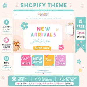 Soulmate Canva & Editable Shopify Theme Template – Minimal Feminine Design Template