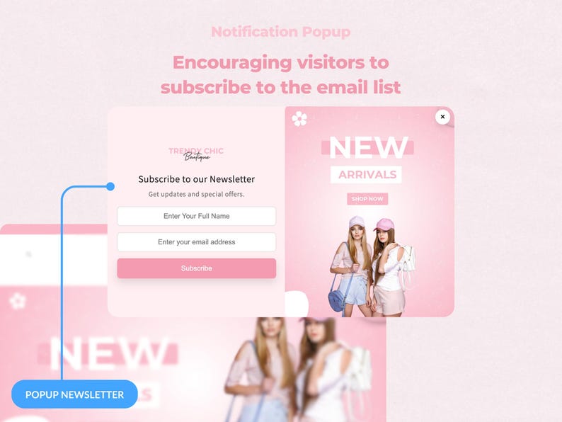 TrendyChic – Shopify-Website-Vorlage für Bekleidung | Rosa Boutique-Website, feminines und niedliches Design | Canva-Vorlagen | Shopify OS 2.0 Bild 8
